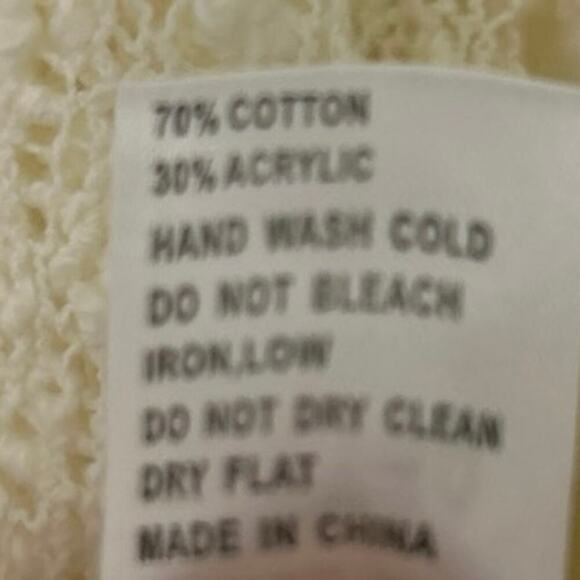 POL Cotton Blend Cream Open Knit Asymmetrical Hem Beachy Longline Tunic Top L - Picture 11 of 11